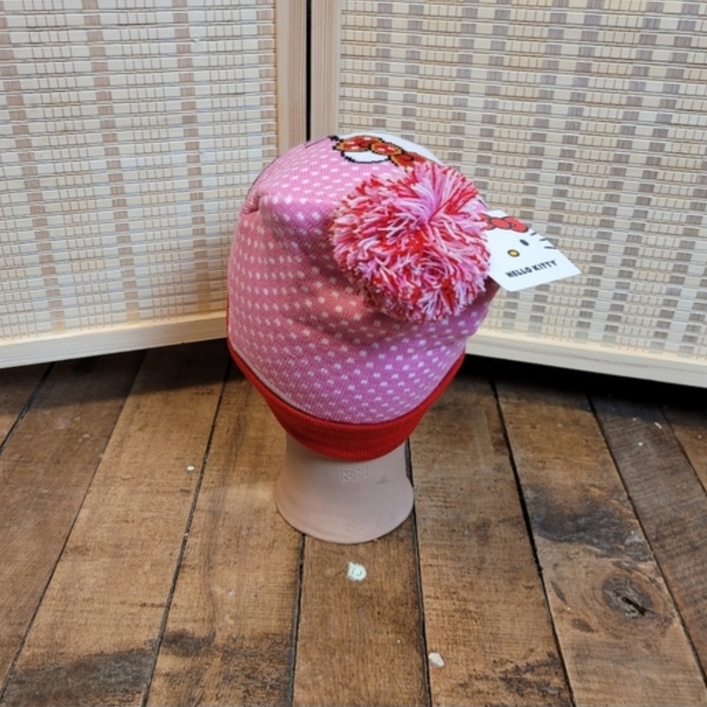 Hello Kitty Pink and Red Holiday Knit Beanie/ Hat - Picture 5 of 8